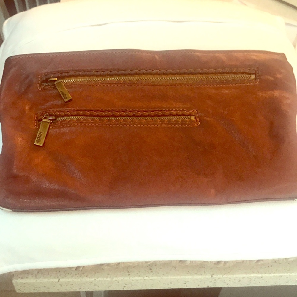 Vintage dark leather large clutch